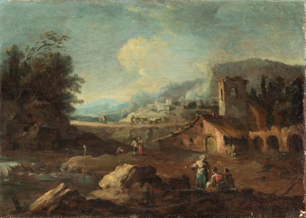 Paesaggio con figure - attribuito